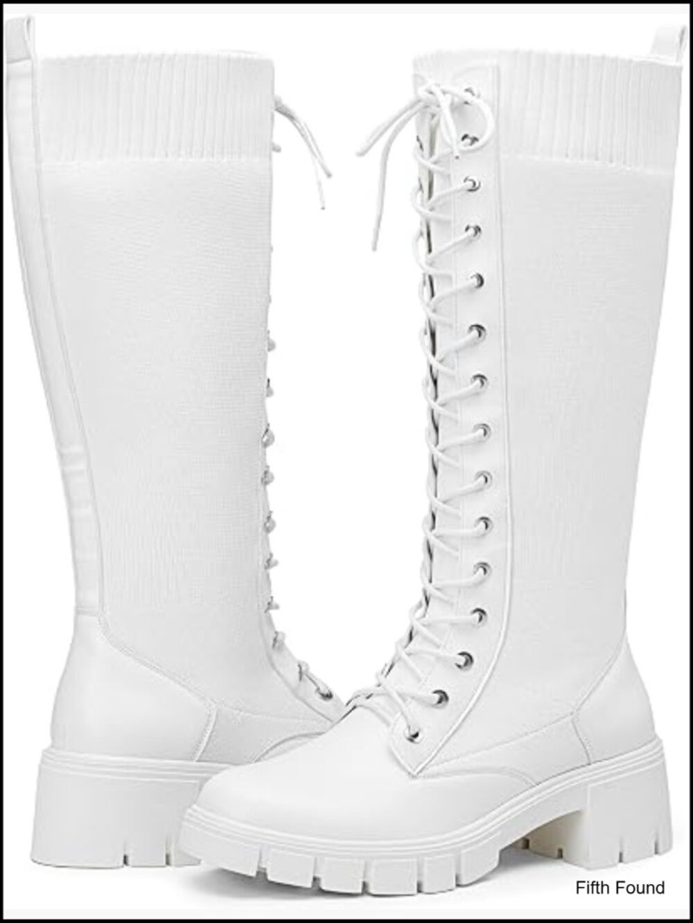 Knee High Combat Boots Chunky Platform Heel Lace Up Gothic Punk Boots